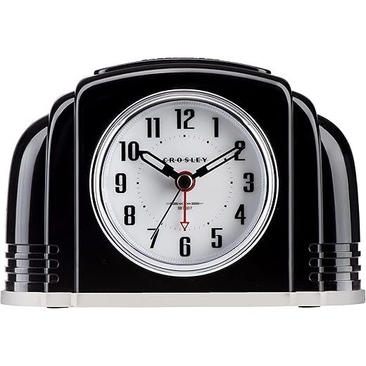 Crosley Art Deco Black Ticking Clock