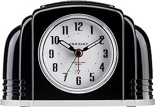 Crosley Vintage Art Deco Analog Alarm Clock, Traditional Ticking, Automa...