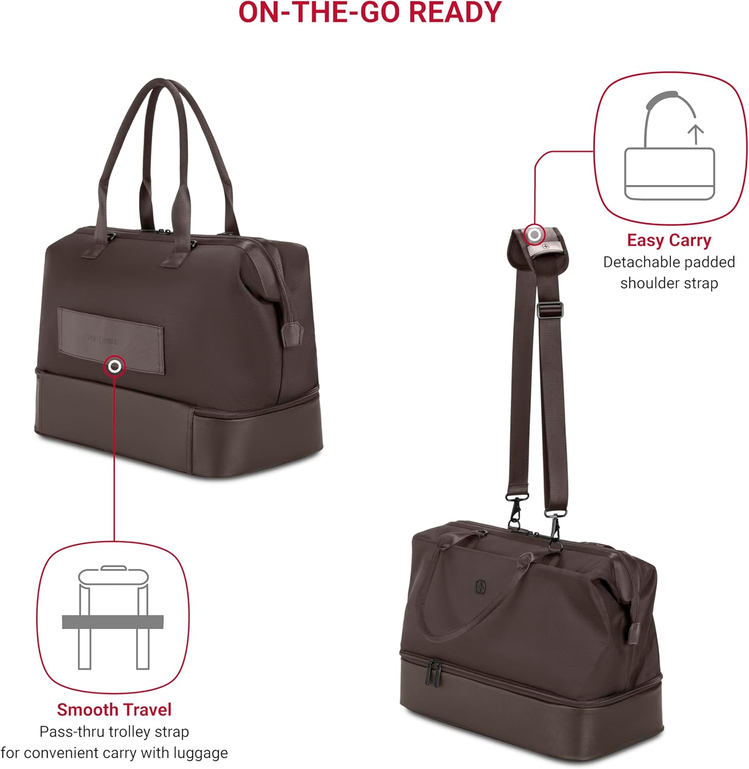 SwissGear 7366 Signature Hardside Expandable Luggage with Spinner Wheels and TSA Lock, Weekender Tote, Chocolate, 2-Piece Set (Weekender/27) - Image 4