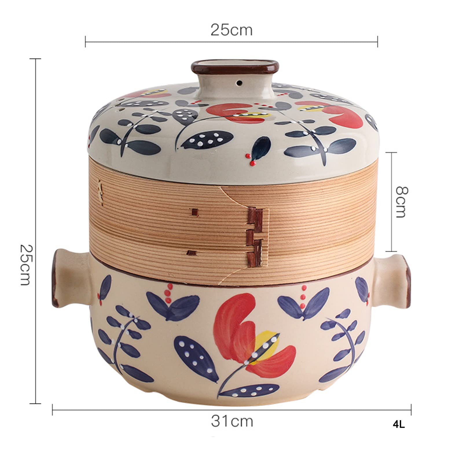 Ceramiczny garnek do zapiekanek, japoński garnek z uchwytami, garnek do gulaszu parowego z koszem do gotowania na parze, wszechstronne naczynia kuchenne z gliny, idealny do rodzinnych posiłków