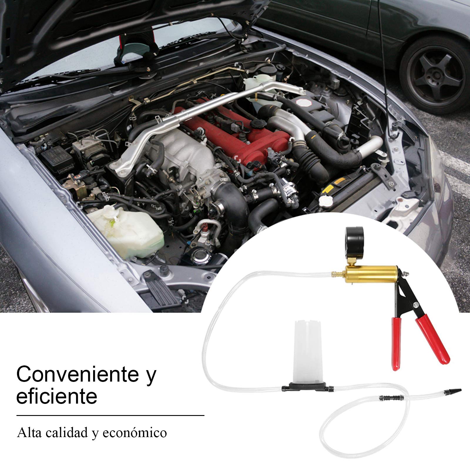 Equipo de Purga de Frenos de Freno de probador de Bomba de vacío con medidor de vacío, Adaptador para Diagnóstico de Motocicleta Coche Moto