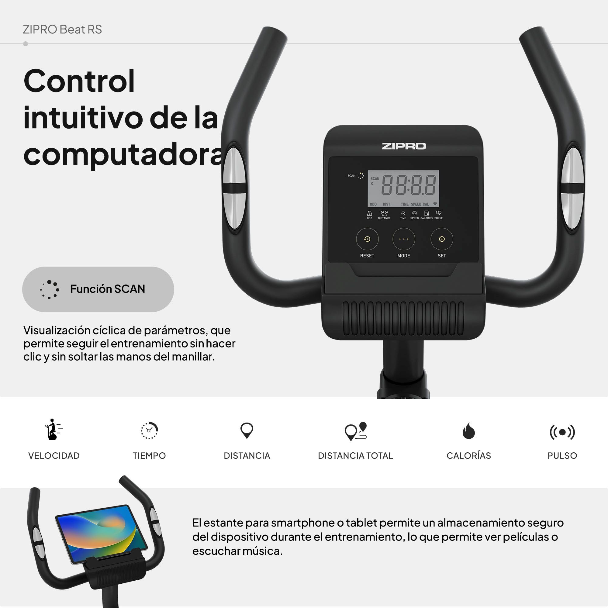 Zipro Bicicleta de entrenamiento en casa Beat, Bicicletas estáticas, Bicicleta magnética de entrenamiento, Bicicleta ergométrica 120kg, Bicicleta de interior, Bicicleta de entrenamiento en casa