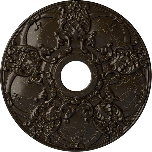 Vista 177 de Ekena Millwork CM18NOPOS Medallón de techo Norwich, 45.72cmOD x 8.97cmID x 1 3/8"P, pintado a mano cobre pulido