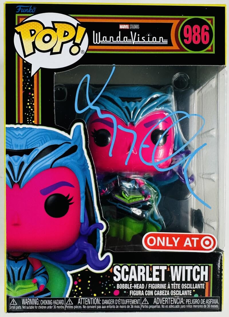 ELIZABETH OLSEN SIGNED SCARLET WITCH FUNKO POP 986 WANDA