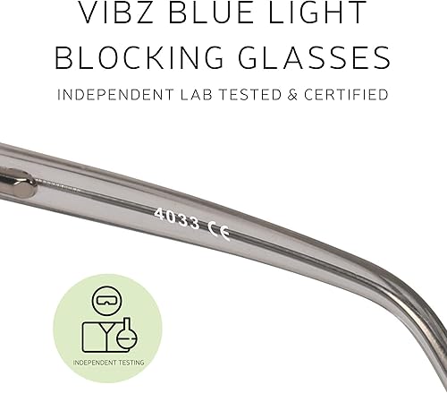 Miniatura 9 de Vibz Lentes de bloqueo de luz azul para mujeres u hombres, no correctivos, uso con contactos, antirreflejos, lentes transparentes, cristal brillante