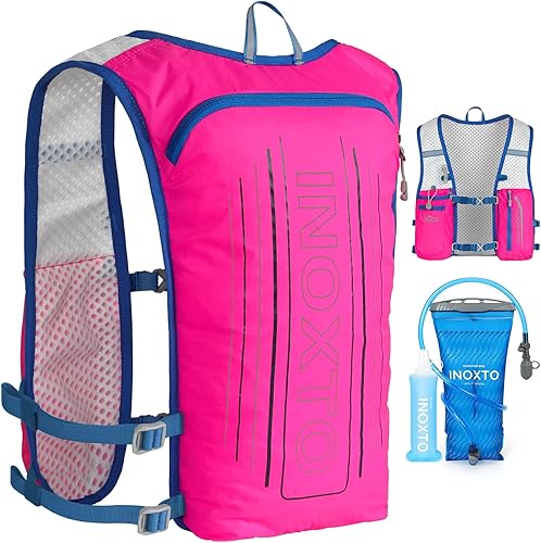 Miniatura 11 de INOXTO Chaleco de Hidratación para Correr Mochila, Paquete Ligero Aislado con Bolsa de Vejiga de Agua de 1.5L Mochila de Día para Senderismo