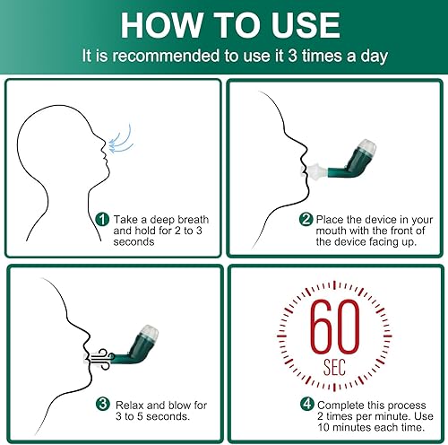 Miniatura 3 de Dispositivo de ejercicio respiratorio Giyosk para los pulmones, dispositivo de expansión pulmonar y alivio de mucosidad, ejercitador de respiración