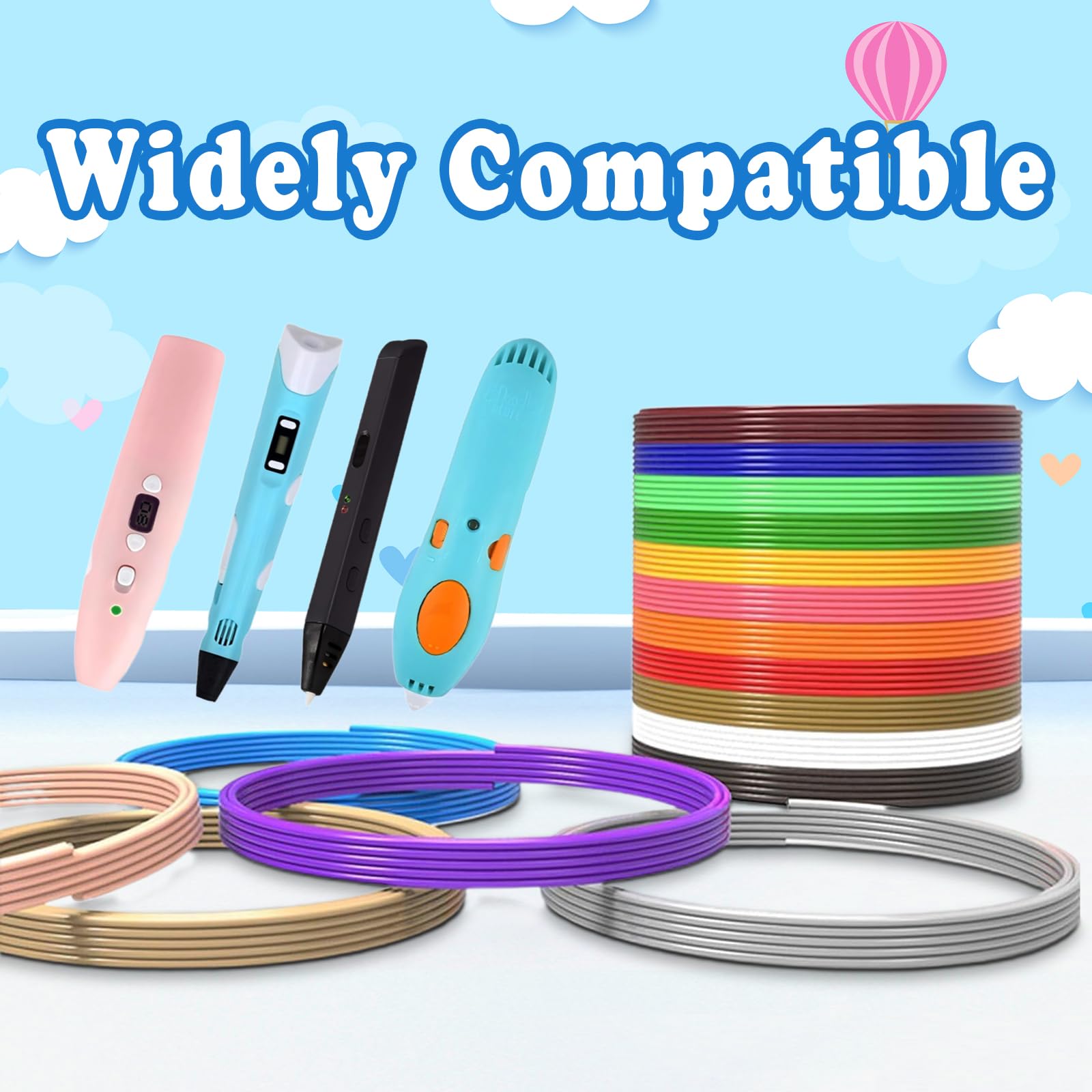 Filament 3D Pen PLA, 1,75 mm, 24 kolory, każdy 5 m, akcesoria do długopisów 3D dla dzieci, biodegradowalny, neutralny zapach, filament PLA 3D do MYNT3D, SCRIB3D