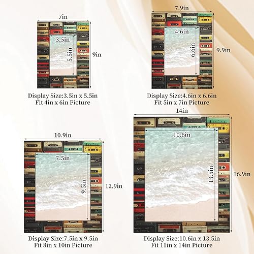 Miniatura 2 de Marco de fotos retro de 4 x 6 pulgadas, marco de fotos de madera de 4 x 6 pulgadas para colgar en la pared o mesa, decoración temática de música