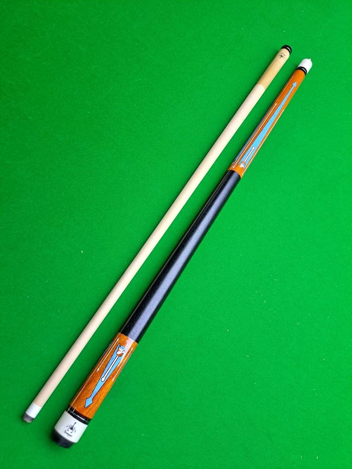 JBB Billiards Half Pool Cue Stick, Centre Piece Brass Joint, American Style,12mm (Orange Black)
