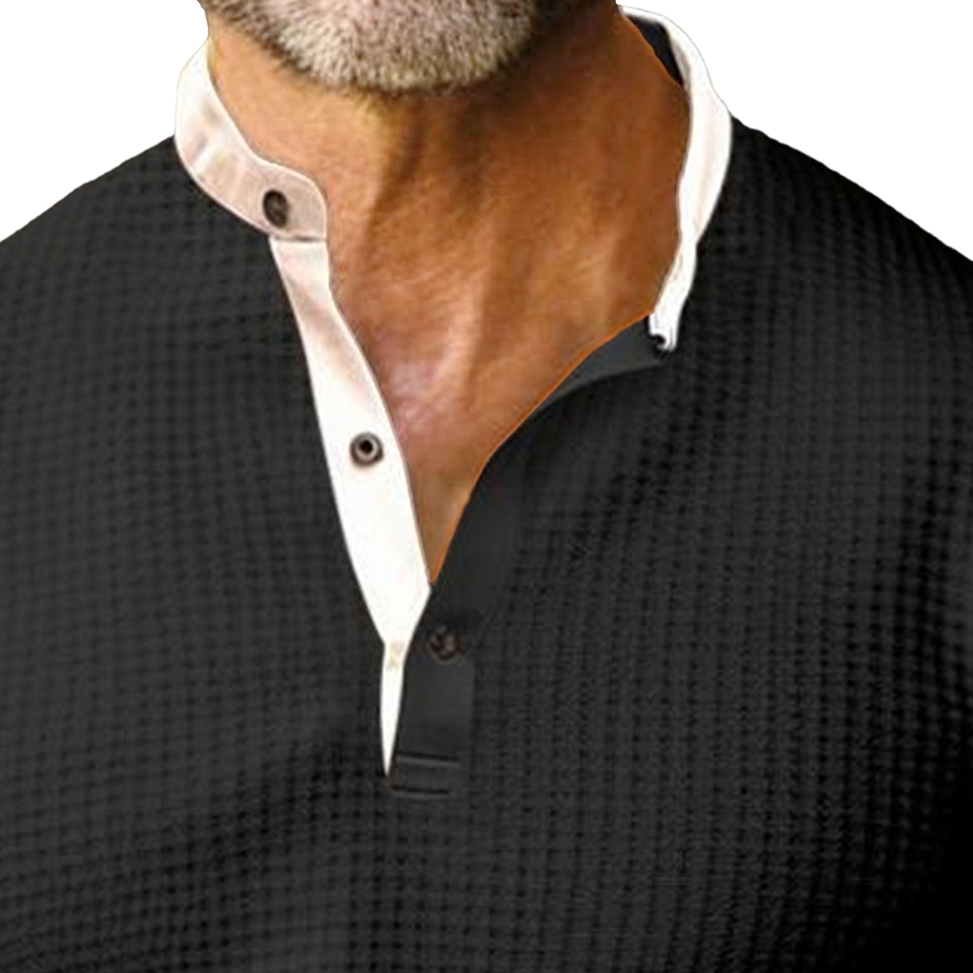 Men's Henry Neck Sports Polo Shirts Classic Quarter Button Exercise T Shirt Summer Short Sleeves Golf Pullovers (Black,3X-Large)