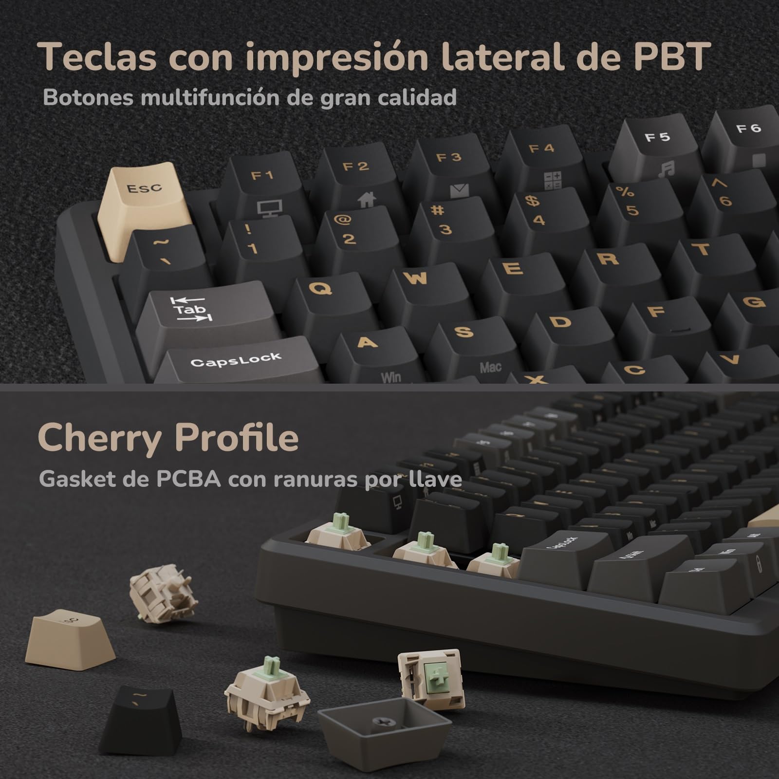 RK ROYAL KLUDGE M75 Teclado Mecánico Inalámbrico con Pantalla OLED, 75% Gasket Bluetooth/2.4G/USB-C, Layout US Teclado con 81 Teclas, Retroiluminación RGB, Hot-Swap (Interruptor Rojo, Gris)