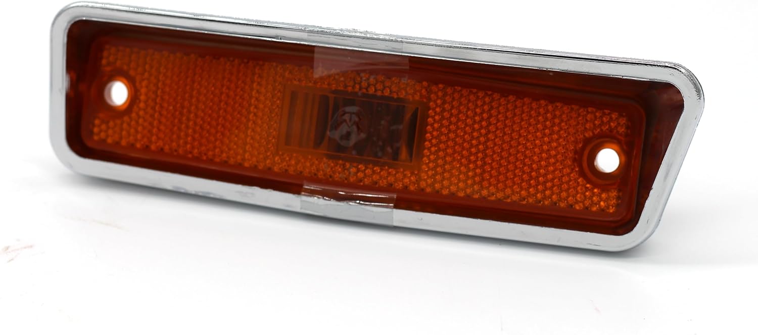 Compatible with Dodge D100 300 Pickup W100 Plymouth Trail Duster (1972–1980) – LH & RH Fender Turn Signal Lights Chrome Housing with Amber Lens & Bulbs
