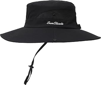 Womens Summer Sun Hat Beach Hat Wide Brim Outdoor UV Protection Hat Foldable Cool Mesh Ponytail Bucket Hat