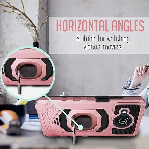 Miniatura 9 de Compatible con Nokia X100 con vidrio templado, protector de cuerpo completo grado militar, soporte magnético para anillo de automóvil, funda