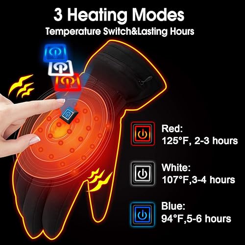 Miniatura 6 de Autocastle Guantes calefactables recargables con batería eléctrica para hombres y mujeres, guantes térmicos para pantalla táctil, guantes térmicos