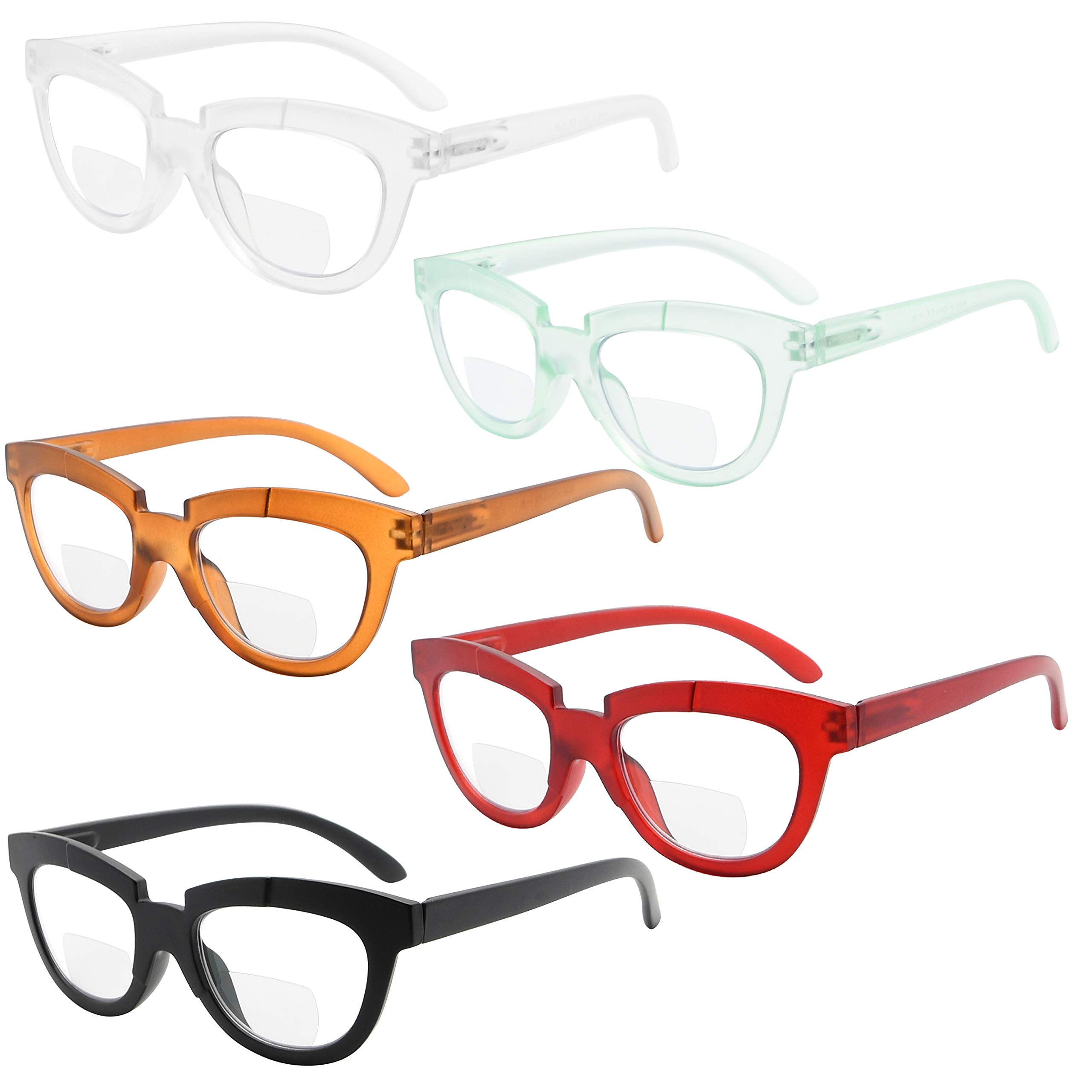 Eyekeeper 5-Pack Bifocal Reading Glasses Women Half-Moon Bifocal Readers +1.00
