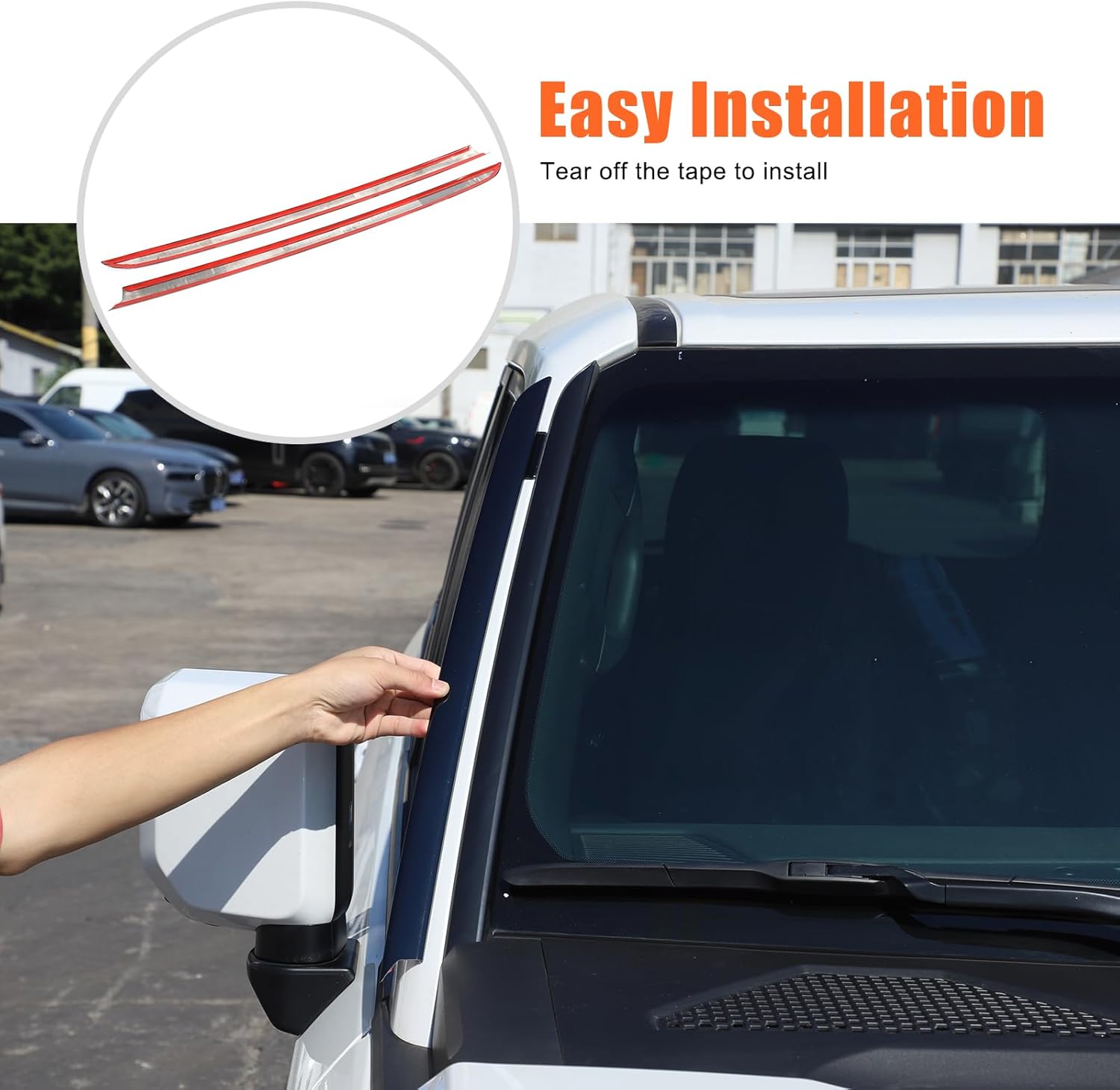 A-Pillar Front Molding Windshield Outer Trim Cover Compatible with Toyota Land Cruiser Prado 250 J250 LC250 2024 2025 Accessories, Front Windshield A Pillar Trim Cover (Bright Black)