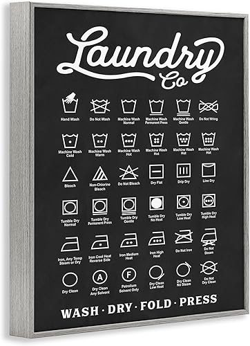 Miniatura 3 de Stupell Industries Cuadro de símbolos de negocios de lavandería, formas simples, diseño con letras y forradas Marco negro,Enmarcado en