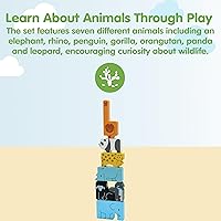 Vista 2 de PlanToys Juego de rompecabezas de animales de madera para niños a partir de 3 años Juego de lógica Montessori y juego a juego que desarrolla
