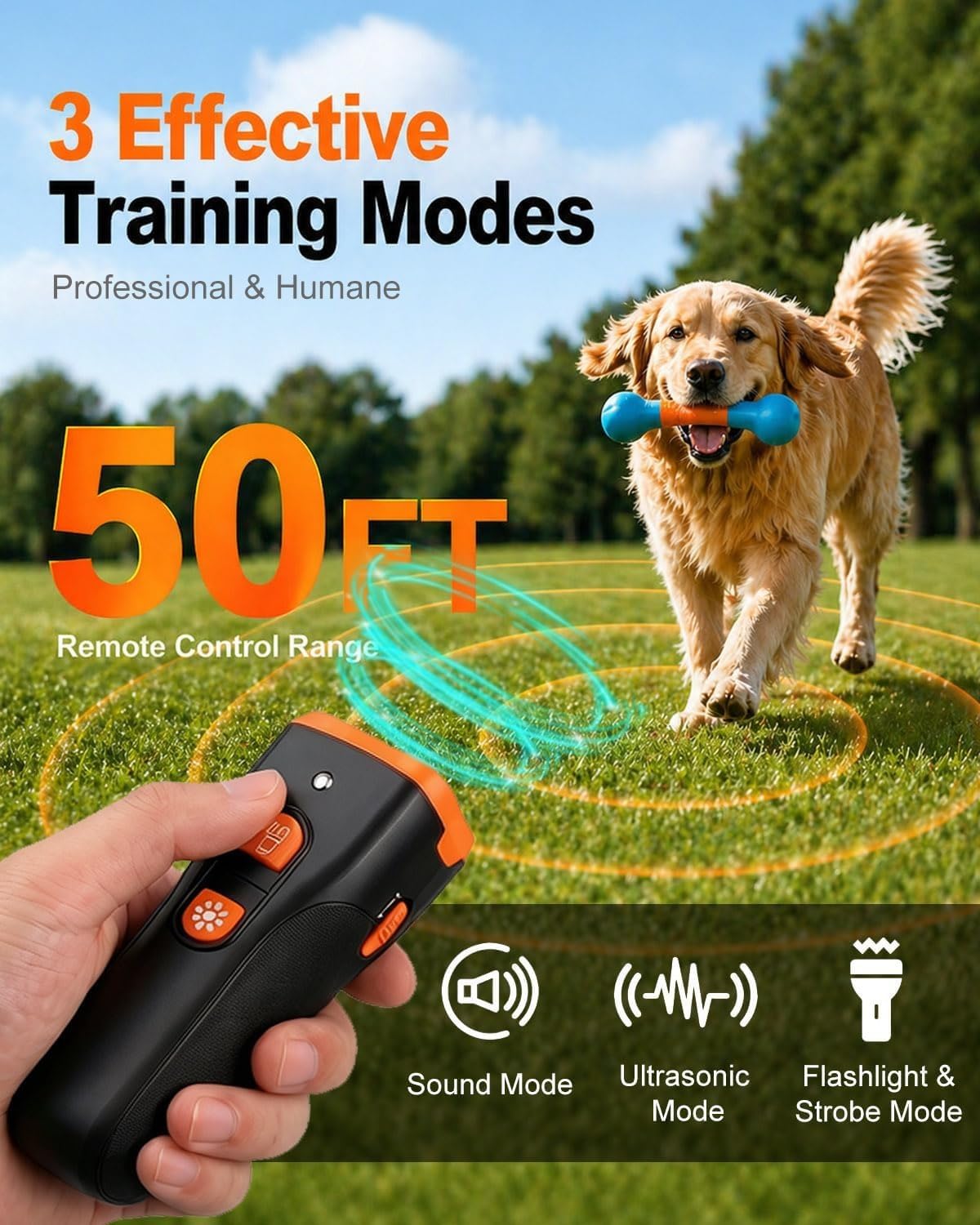 Générique Dispositif de Dissuasion d'Aboiement pour Chien,Appareil Ultrasonique Anti-Aboiement Sécurisé pour Chiens de Toutes Tailles, Dresseur,Portée 50ft,Intérieur &Extérieur (2PCS)