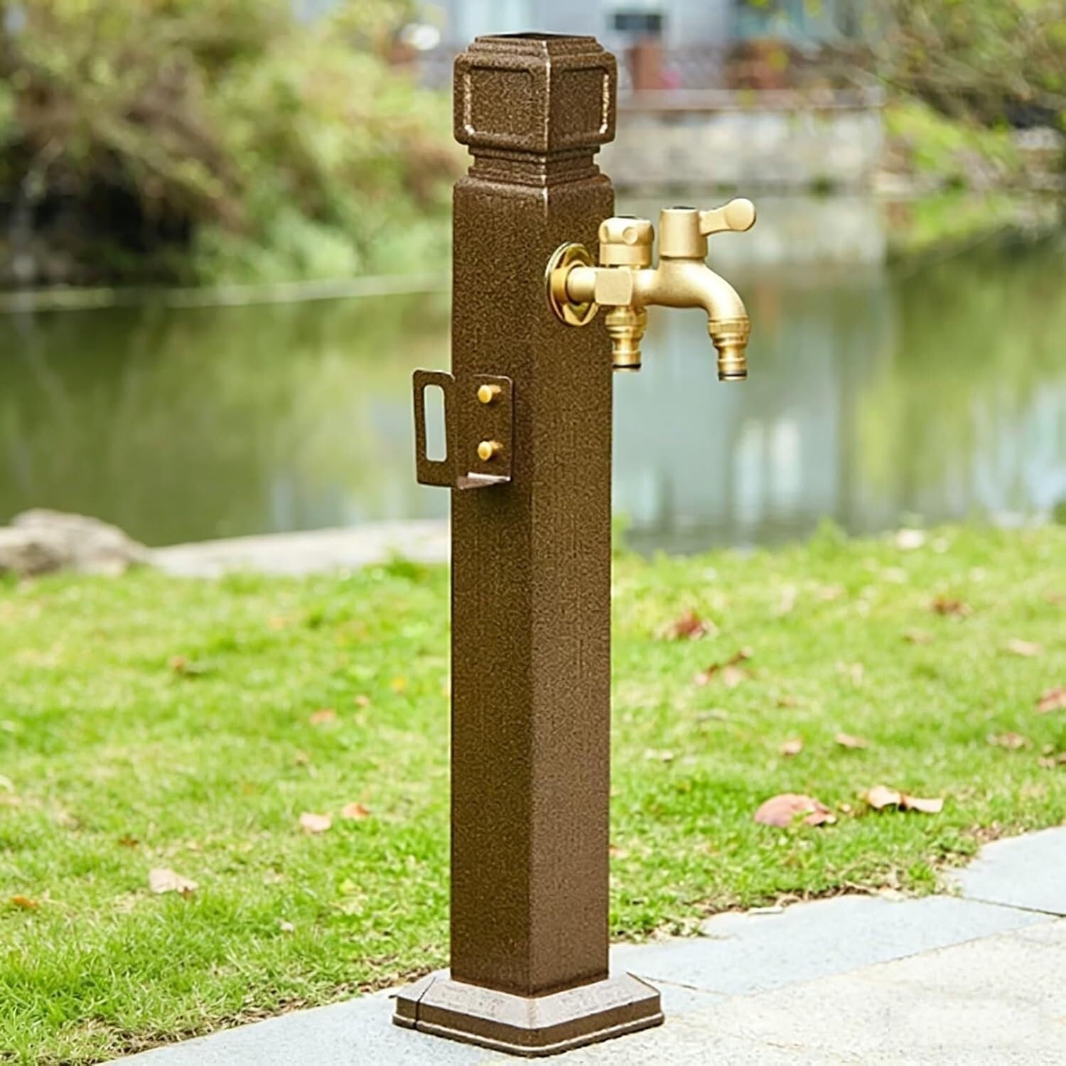 Hgouhk Braun Water Tap Fountain Hydrant Vertical Square Garden Water Column，Outdoor Antifreeze Tap With Brass Fauce，Weatherproof Yard Hydrant