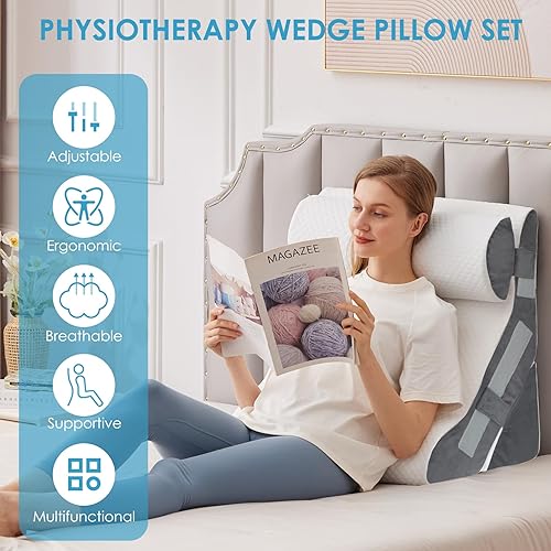 Miniatura 6 de Almohada de cuña de cama 3PCS para dormir y almohada de elevación de piernas después de la cirugía