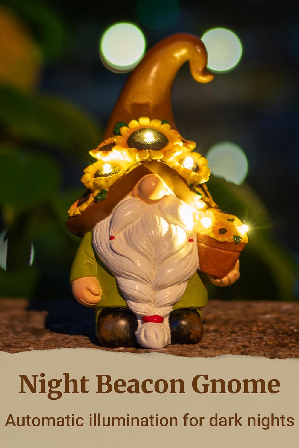 Solar Garden Gnome Statue, 7.67 Inch Resin Gnome Outdoor Decor for Yard, Backyard, Patio, Porch, Lawn; Garden Decor, Gnome Gifts, Birthday Gifts for Grandma Mom Women - Image 6