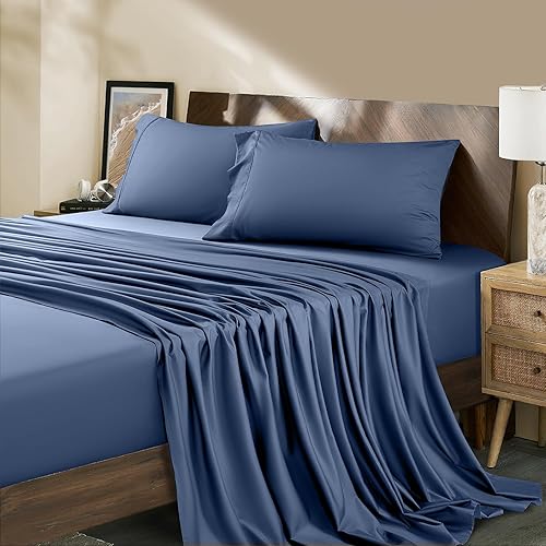 Shilucheng Juego de sábanas de 100% algodón egipcio, 1000 hilos, sábanas de algodón de lujo, ropa de cama y fundas de almohada transpirables y