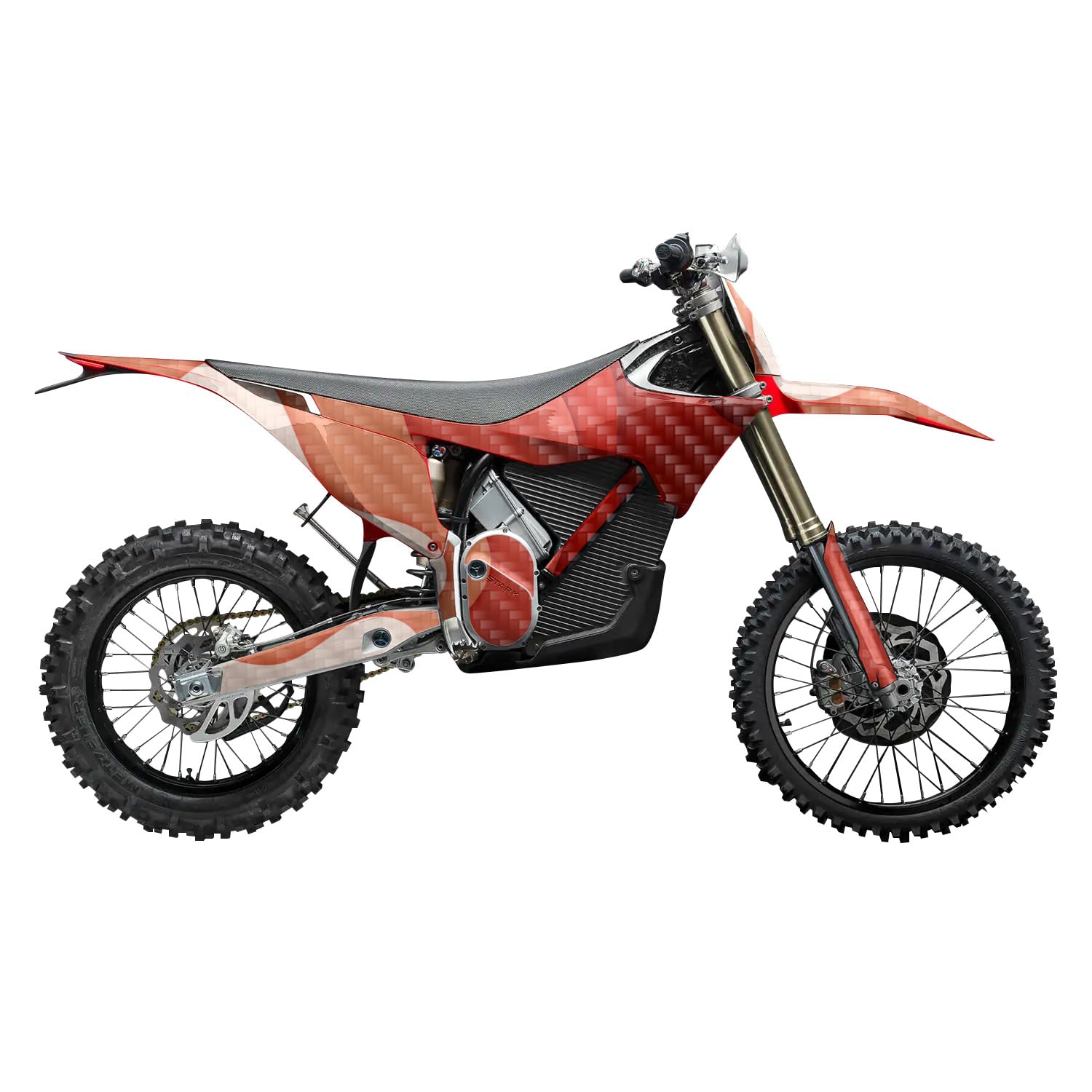 Carbon Fiber Stark Varg MX 2023-2025 Graphics Kit Wrap - Papercraft Red - Varg MX Skin - Premium 3M Vinyl Protective Wrap Decal Cover - Easy to Apply | Crafted in The USA by MightySkins