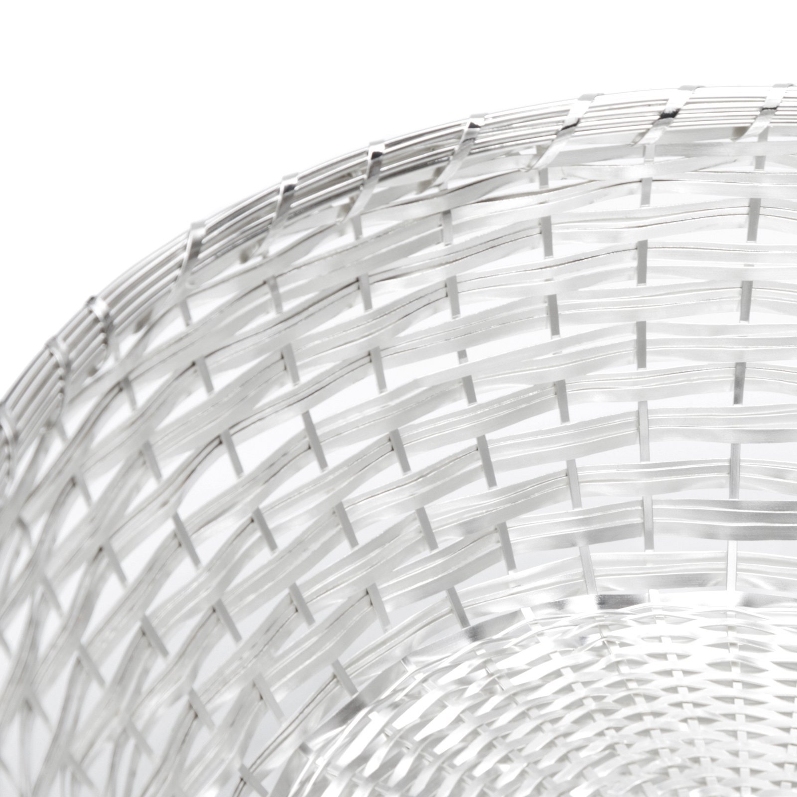 Designerski koszyk na pieczywo pleciony 25 cm ø posrebrzany zabezpieczony przed matowieniem koszyk do serwowania okrągły miska na owoce koszyk metalowy nierdzewny (duży)