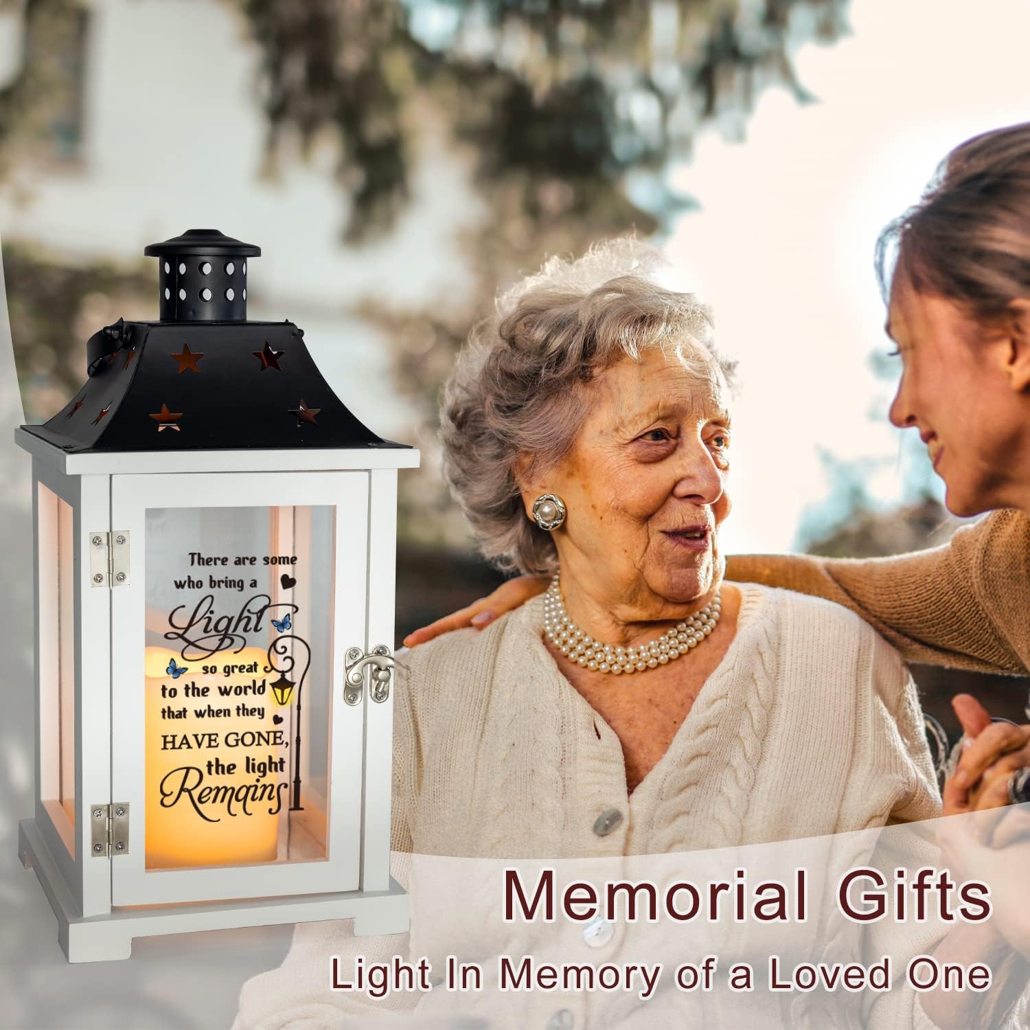 Memorial Lantern, Sympathy Memorial Gifts for Loss of Loved One, Mother, Father, Husband, Bereavement Gift Ideas, Black Metal Remembrance Gifts, Tabletop & Hanging - There're Some Who Bring a Light - Image 4