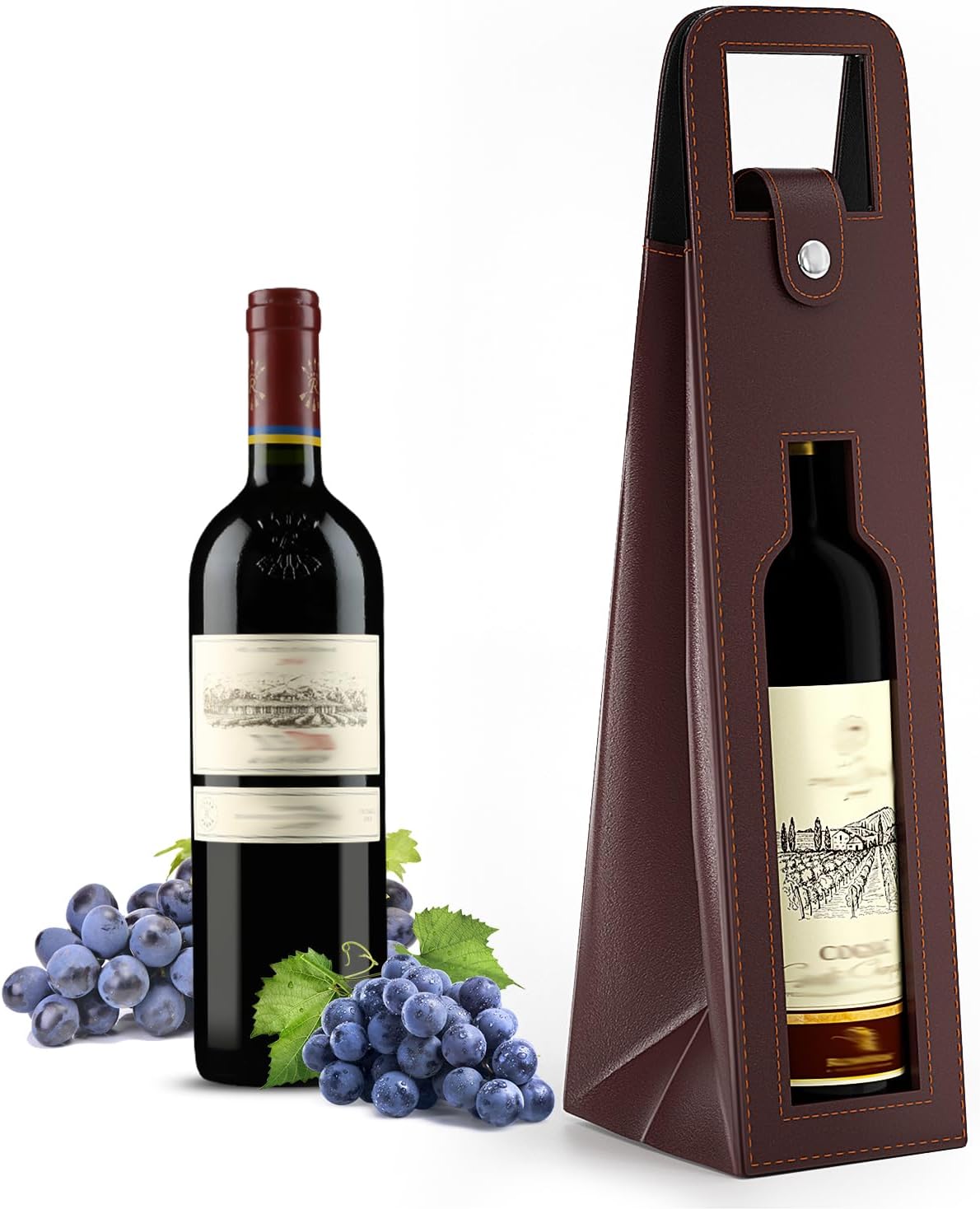 RYDDOY Wine Gift Bag, Reusable Leather Wine Tote Carrier — free download