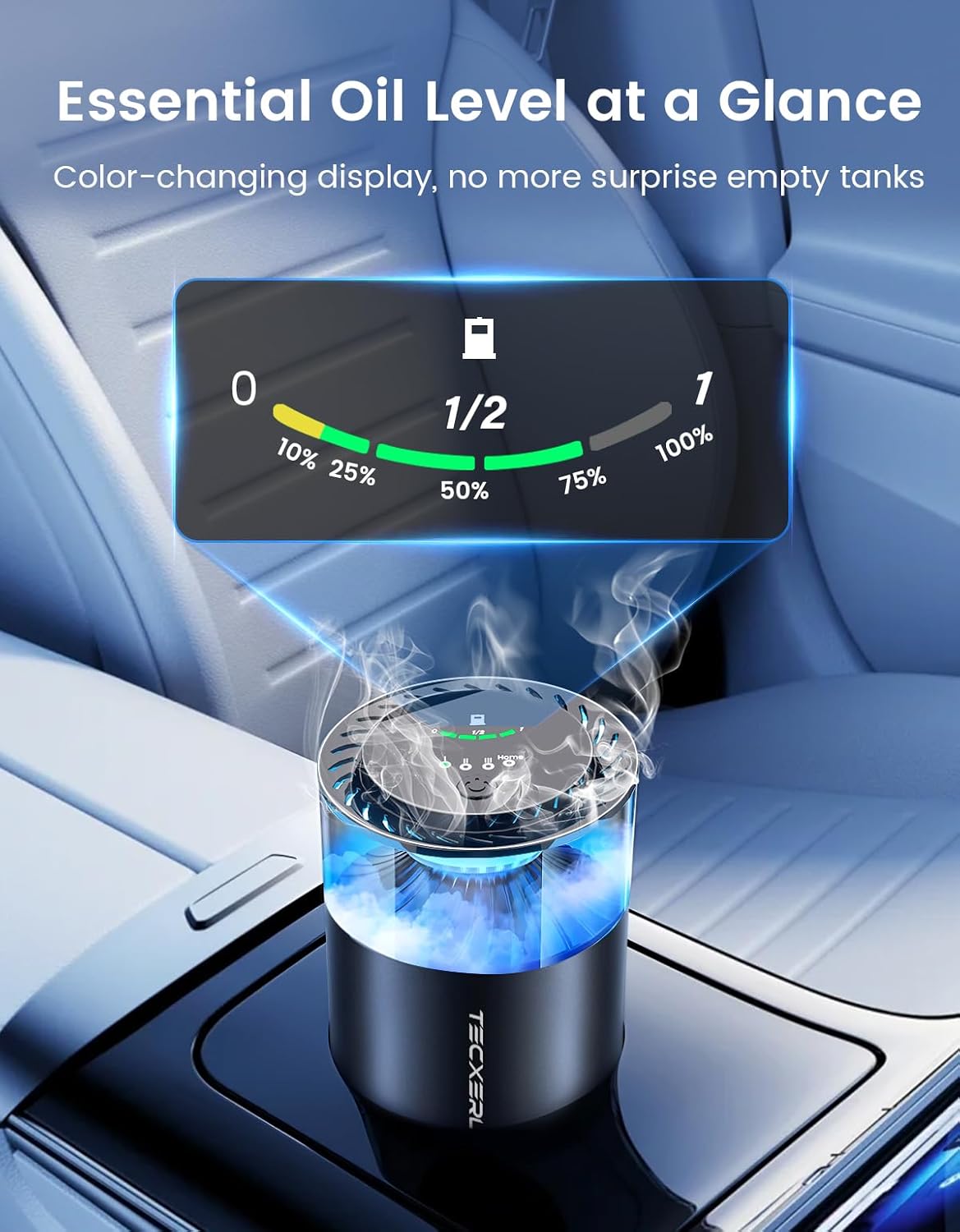 Smart Car Air Freshener, Car Diffuser with Mist Light & 2 Diffusers Oil Refills for 3200 Sprays, 3 Scent Modes, Auto On/Off, Long Lasting Car Air Freshener for Car, Home, Office, Bedroom - Image 6