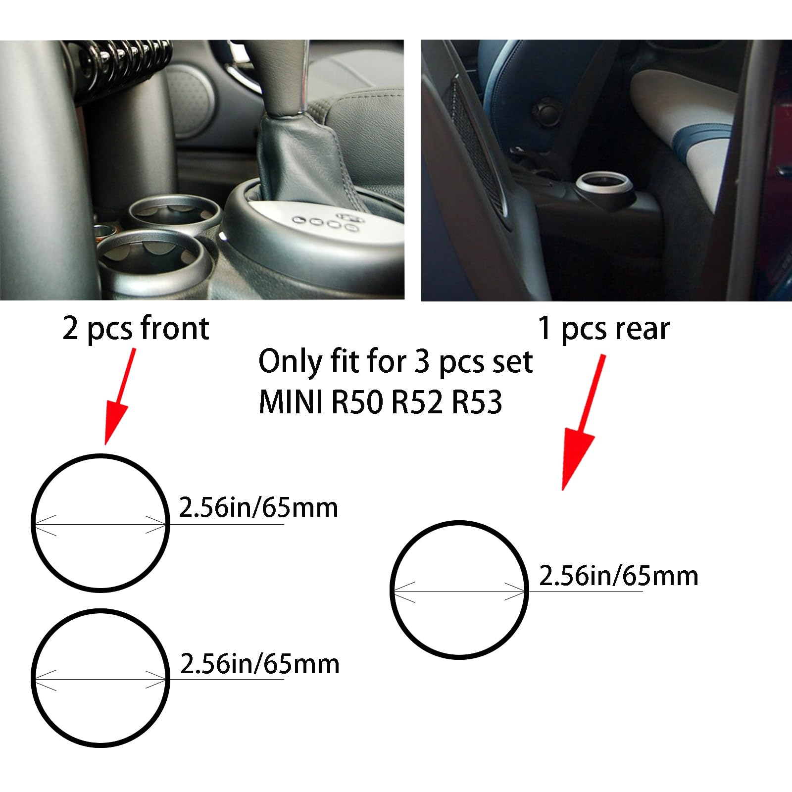 MINI R50 R52 R53 Car Cup Coaster, 3PCS Universal Non-Slip Cup