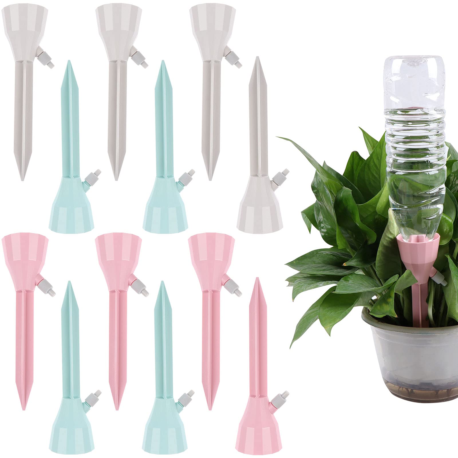 Vanproo 12 Pack Self Watering Spikes, Automatic Plant Watering System, Plant Watering Devices Adjustable With Control Valve Switch for Outdoor Indoor Plants Tree
