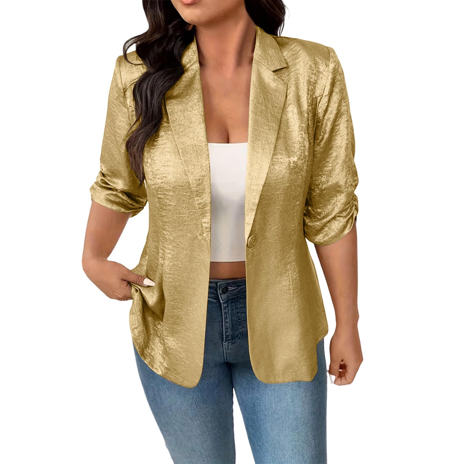 Women's Casual Blazers Open Front Long Sleeve Lightweight Work Office Suit Jackets Blazer Party Slim Casual Outfits