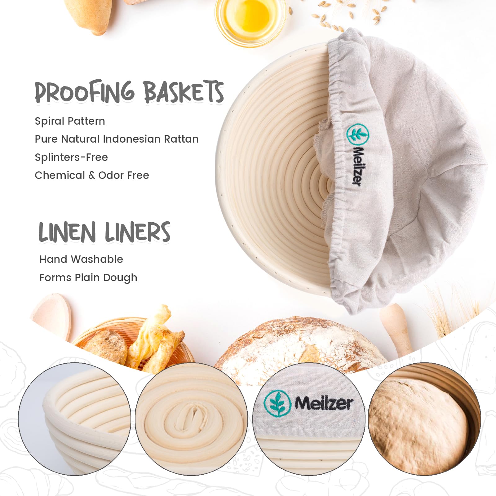 Banneton Brotgärkörbchen Set – Rund & Oval Je 25,4 Cm, Mit Werkzeugen Für Sauerteig & Brotbacken