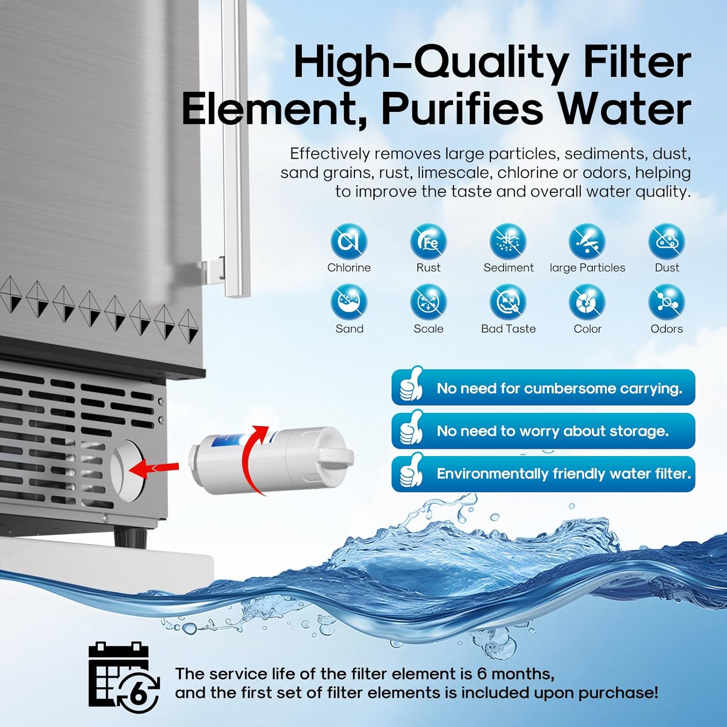 ICEPURE 15" Under Counter Ice Maker with Drain Pump and Filter, WiFi Control, 90lbs/24H, Self-Cleaning, Smart Reminder, 24H Timer, ETL FCC, Freestanding for Residential and Commercial, Stainless Steel