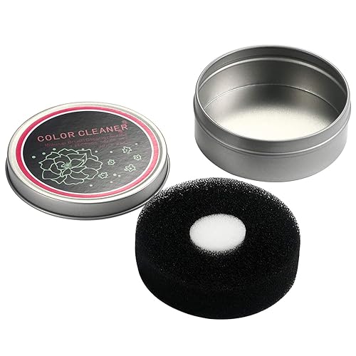 Miniatura 4 de Vtrem - Juego de 2 esponjas de eliminación de color portátil para brochas de maquillaje de carbón activado, herramienta de limpieza en seco para