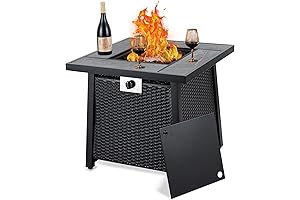 Stunning Rectangular Fire Pit Table: 28 Inch Propane Fire Table with Cover