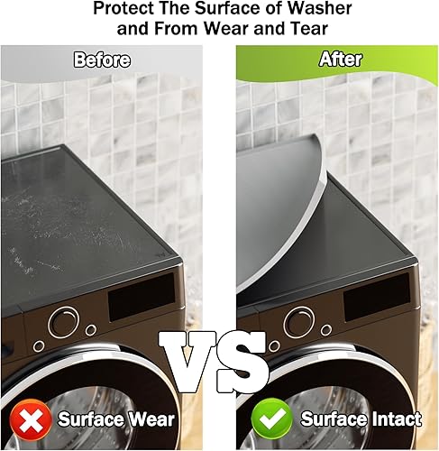 Miniatura 3 de Protector superior para lavadora y secadora, 23.6 x 23.6 pulgadas, alfombrilla protectora de silicona para lavadora y secadora de encimera,