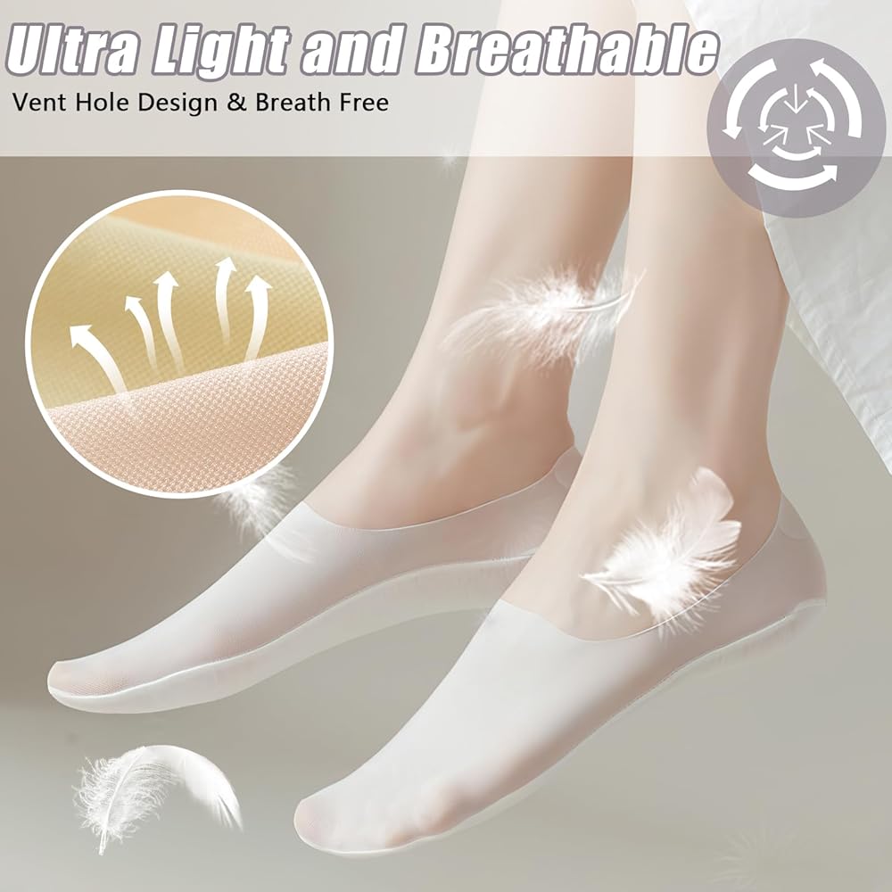 AYPOW Unsichtbare Socken Damen | 6 Paar Low Cut Füßlinge Mit Rutschschutz