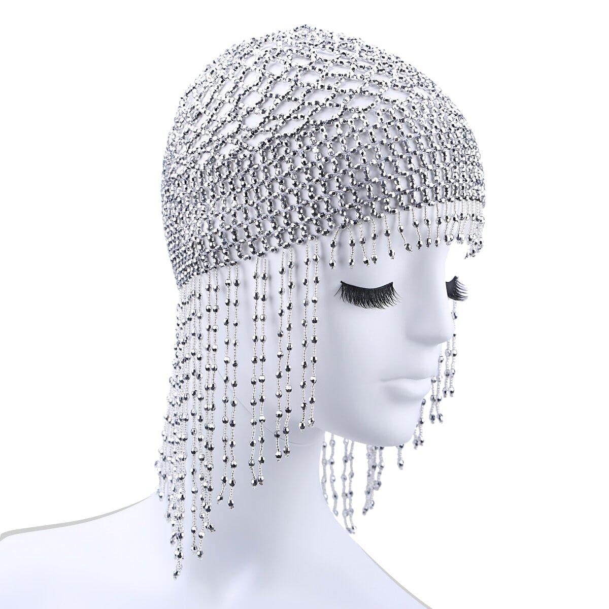 Tocado De Cuentas Exótico, Tocado De Borla Bohemia, Gorra con Cuentas para Danza del Vientre, Accesorio para Cabello De Cleopatra Egipcia, Sombrero De Borla para Actuación En Escenario Nupcial