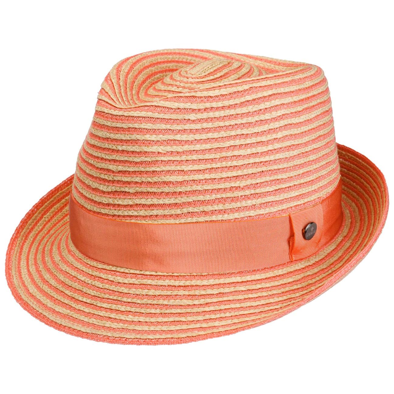 LIERYS Light Twotone Trilby Cappello di Paglia Rigato Multicolore Fascia unicolore Prodotto in Italia Unisex Primavera Estate