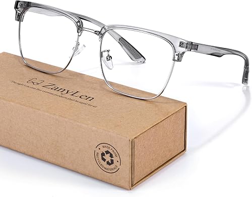 Gafas de luz azul para hombre, rectangulares, grandes, de Browline, para juegos de computadora, bloqueador azul, antirreflejos, protección UV400,