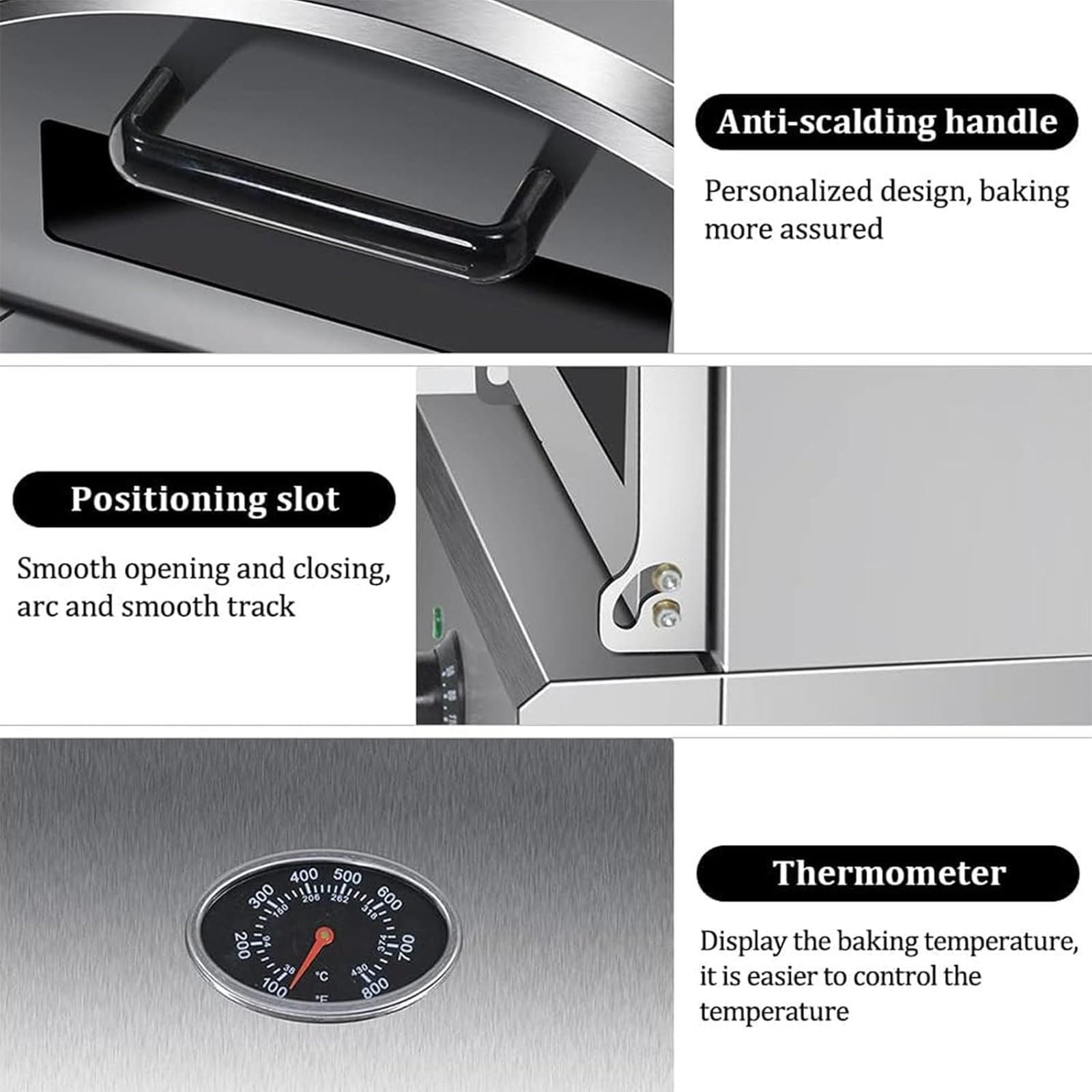 Forno per Pizza Elettrico/Gas, Macchina per Pizza da Banco in Acciaio Inox a Doppio Strato, Forno per Pizza Commerciale/Domestico per Esterni,Gas