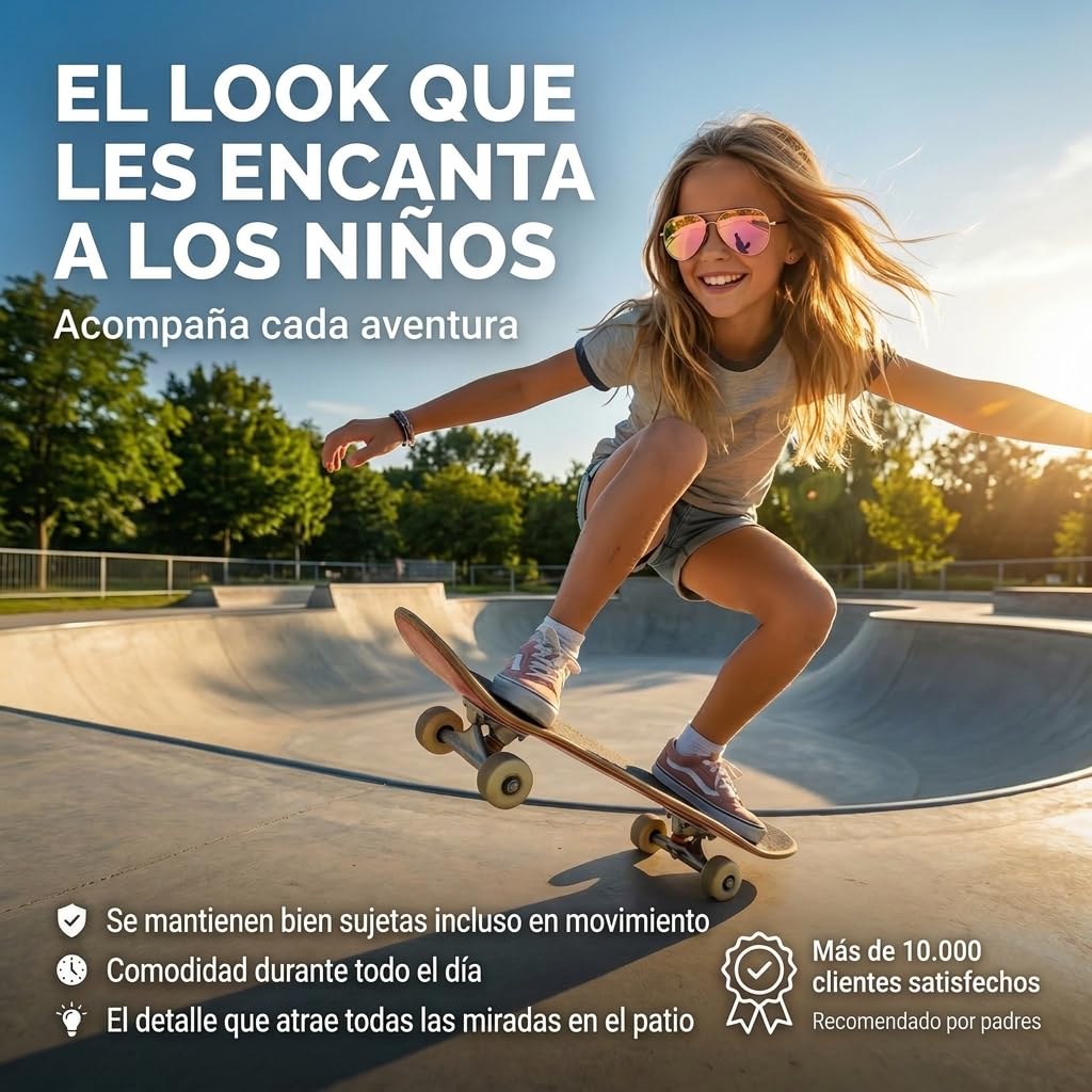 Kiddus Gafas de Sol Polarizadas Niño Niña UV400 CAT3 Protección Solar Infantil Montura Metálica