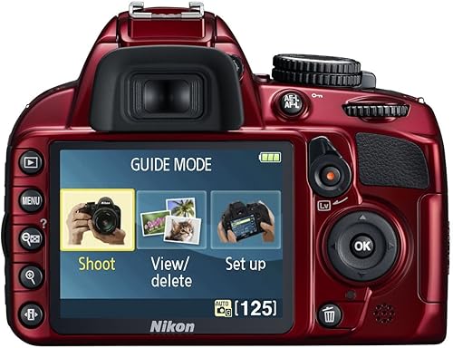 Miniatura 5 de Nikon D3100 Cámara digital SLR con 0.709-2.165 in f/3.5-5.6 Auto Focus-S Nikkor Zoom Lens (rojo) - (renovado)