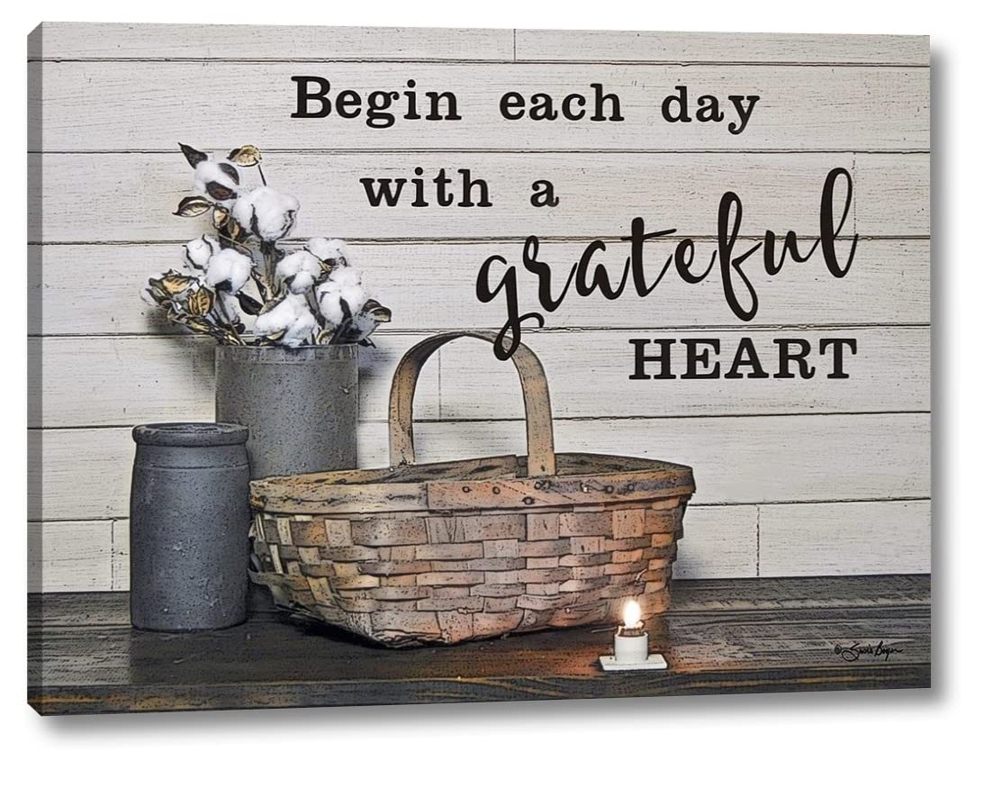 Begin Each Day with a Grateful Heart by Susie Boyer - 18" x 24" Canvas Art Print Gallery Wrapped - Ready to Hang